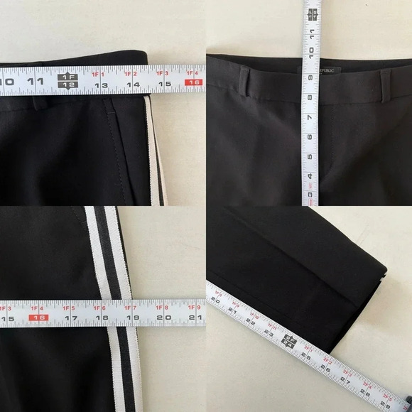 Banana Republic Avery Straight Fit Ankle Pants Tailored Cropped Black White 0 - Picture 12 of 16